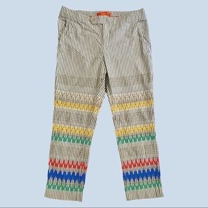 Anthropologie Cartonnier Stitched & Striped Railroad Cropped Pants